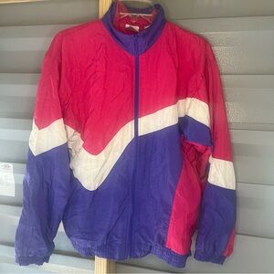 usa light weight windbreaker jacket Small Pink White And Purple Zip Up